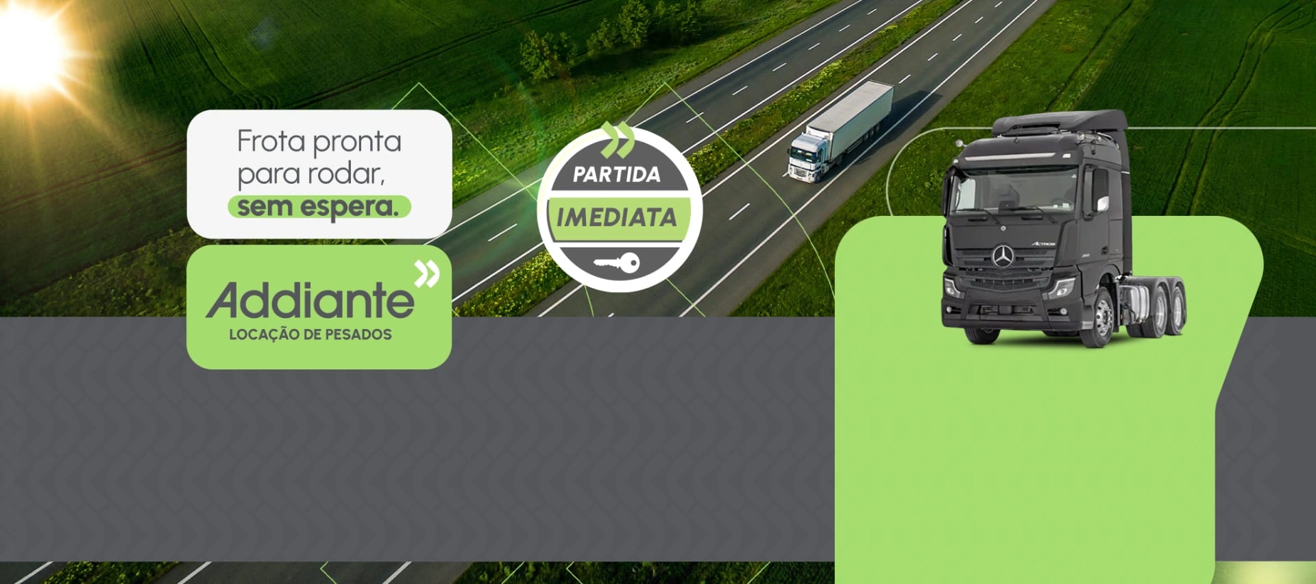 Imagem institucional que reforçam os valores, eficiência e benefícios da frota de veículos da empresa.